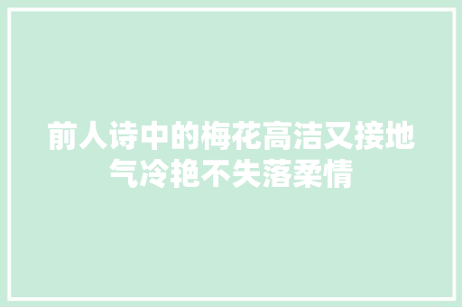 前人诗中的梅花高洁又接地气冷艳不失落柔情