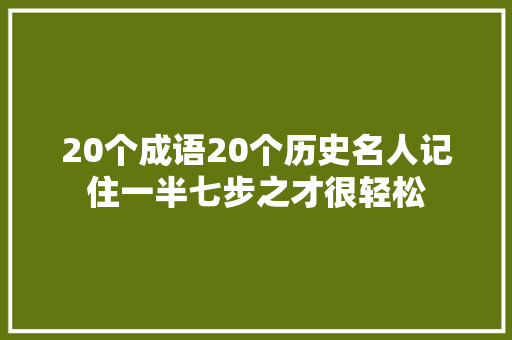 20个成语20个历史名人记住一半七步之才很轻松