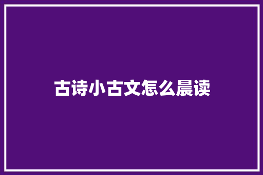 古诗小古文怎么晨读