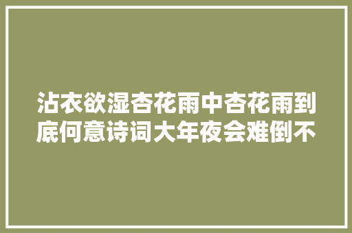 沾衣欲湿杏花雨中杏花雨到底何意诗词大年夜会难倒不少高手