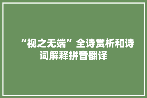 “视之无端”全诗赏析和诗词解释拼音翻译