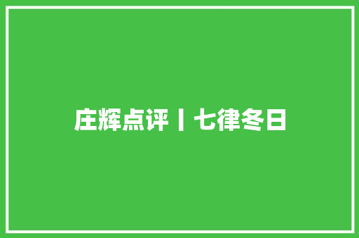 庄辉点评丨七律冬日