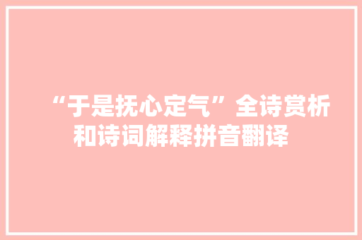 “于是抚心定气”全诗赏析和诗词解释拼音翻译