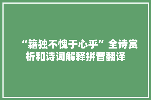 “籍独不愧于心乎”全诗赏析和诗词解释拼音翻译