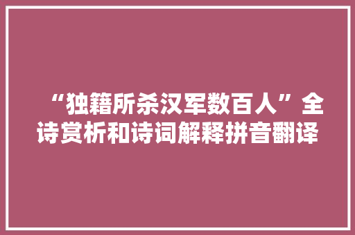 “独籍所杀汉军数百人”全诗赏析和诗词解释拼音翻译