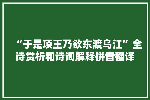“于是项王乃欲东渡乌江”全诗赏析和诗词解释拼音翻译