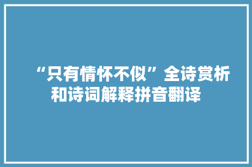 “只有情怀不似”全诗赏析和诗词解释拼音翻译