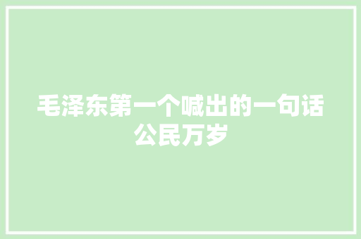 毛泽东第一个喊出的一句话公民万岁