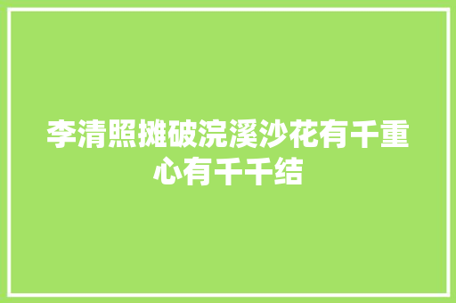 李清照摊破浣溪沙花有千重心有千千结