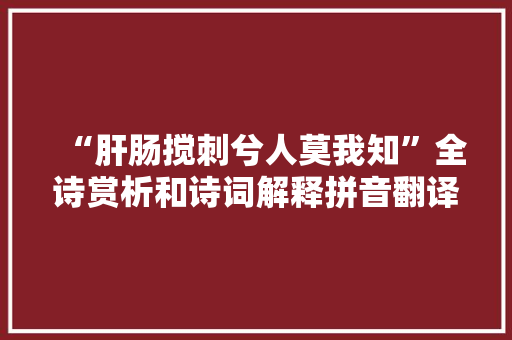 “肝肠搅刺兮人莫我知”全诗赏析和诗词解释拼音翻译
