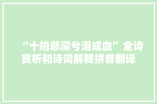 “十拍悲深兮泪成血”全诗赏析和诗词解释拼音翻译