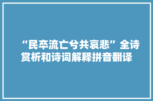“民卒流亡兮共哀悲”全诗赏析和诗词解释拼音翻译