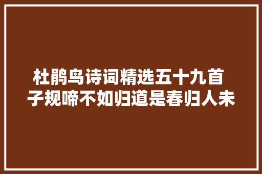 杜鹃鸟诗词精选五十九首 子规啼不如归道是春归人未归