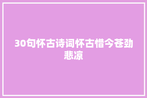 30句怀古诗词怀古惜今苍劲悲凉