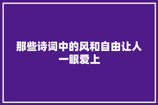 那些诗词中的风和自由让人一眼爱上