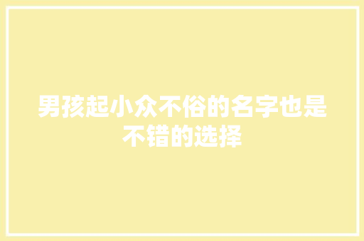 男孩起小众不俗的名字也是不错的选择