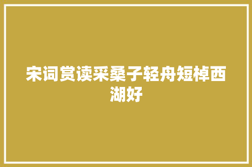 宋词赏读采桑子轻舟短棹西湖好