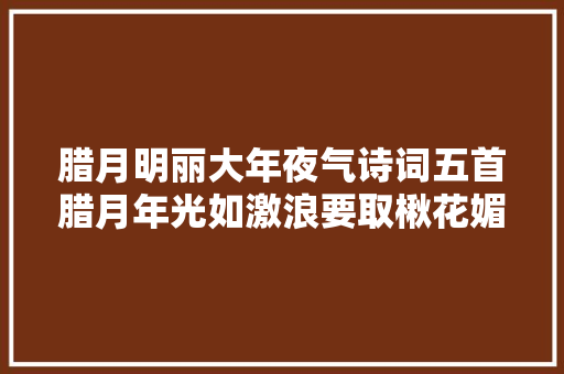 腊月明丽大年夜气诗词五首腊月年光如激浪要取楸花媚远天