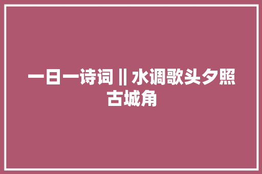 一日一诗词‖水调歌头夕照古城角