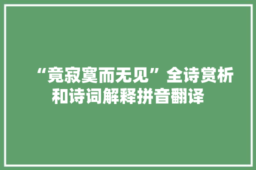 “竟寂寞而无见”全诗赏析和诗词解释拼音翻译