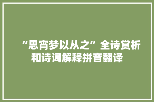 “思宵梦以从之”全诗赏析和诗词解释拼音翻译