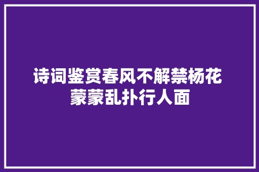 诗词鉴赏春风不解禁杨花 蒙蒙乱扑行人面