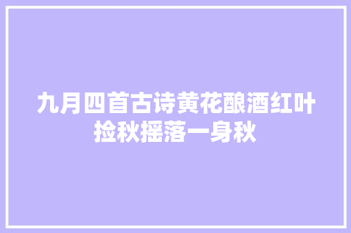 九月四首古诗黄花酿酒红叶捡秋摇落一身秋