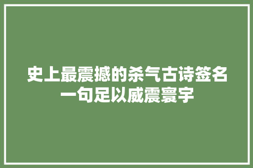 史上最震撼的杀气古诗签名一句足以威震寰宇