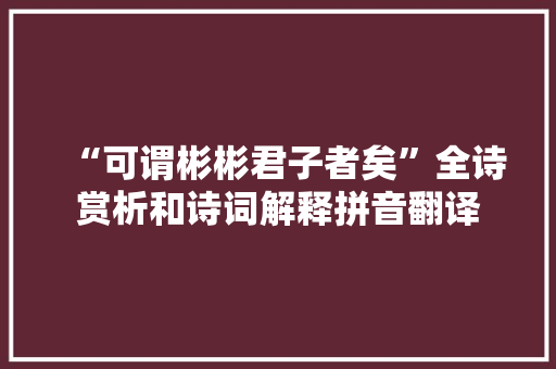 “可谓彬彬君子者矣”全诗赏析和诗词解释拼音翻译