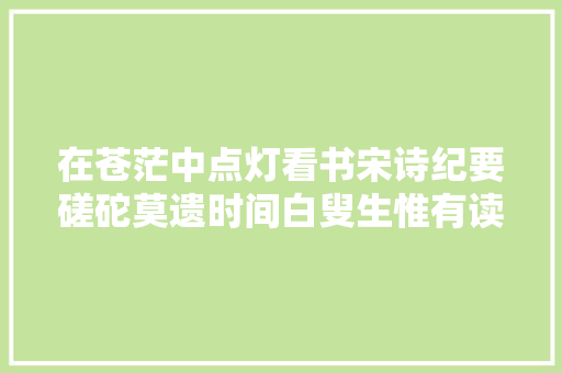 在苍茫中点灯看书宋诗纪要磋砣莫遗时间白叟生惟有读书好