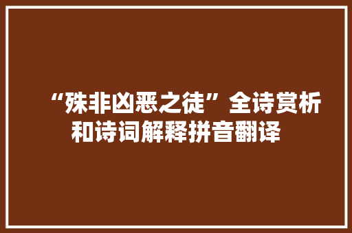 “殊非凶恶之徒”全诗赏析和诗词解释拼音翻译