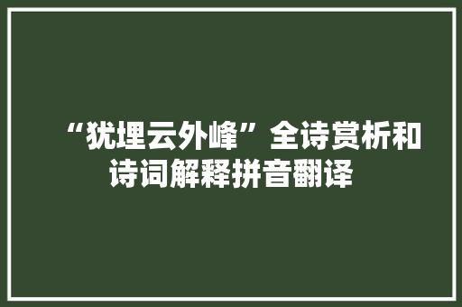 “犹埋云外峰”全诗赏析和诗词解释拼音翻译