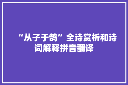 “从子于鹄”全诗赏析和诗词解释拼音翻译