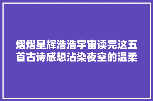 熠熠星辉浩浩宇宙读完这五首古诗感想沾染夜空的温柔
