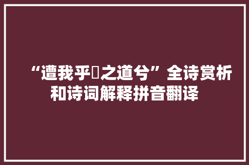 “遭我乎峱之道兮”全诗赏析和诗词解释拼音翻译