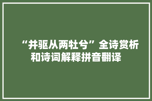 “并驱从两牡兮”全诗赏析和诗词解释拼音翻译