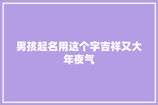 男孩起名用这个字吉祥又大年夜气