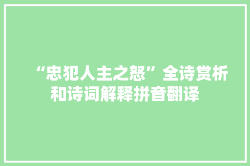 “忠犯人主之怒”全诗赏析和诗词解释拼音翻译