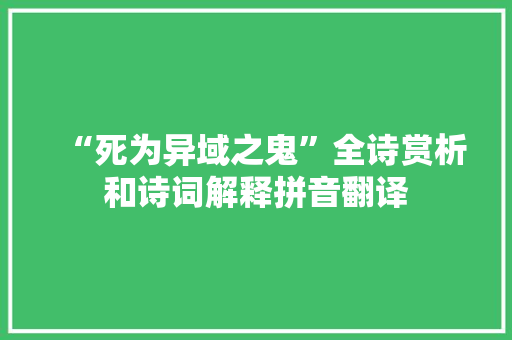 “死为异域之鬼”全诗赏析和诗词解释拼音翻译