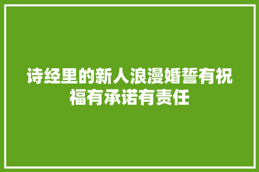诗经里的新人浪漫婚誓有祝福有承诺有责任