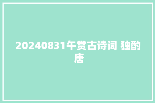 20240831午赏古诗词 独酌 唐