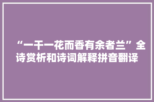 “一干一花而香有余者兰”全诗赏析和诗词解释拼音翻译