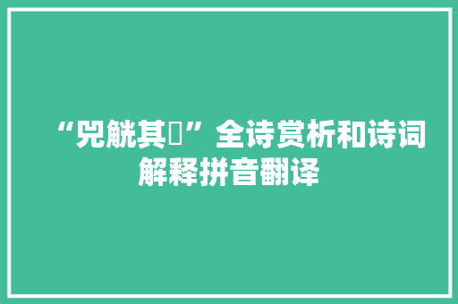 “兕觥其觩”全诗赏析和诗词解释拼音翻译