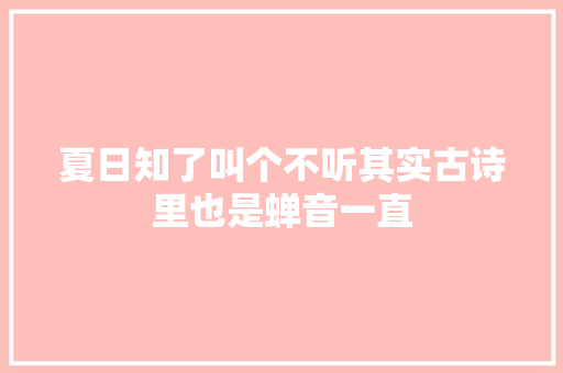 夏日知了叫个不听其实古诗里也是蝉音一直