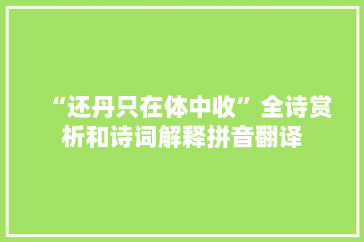 “还丹只在体中收”全诗赏析和诗词解释拼音翻译