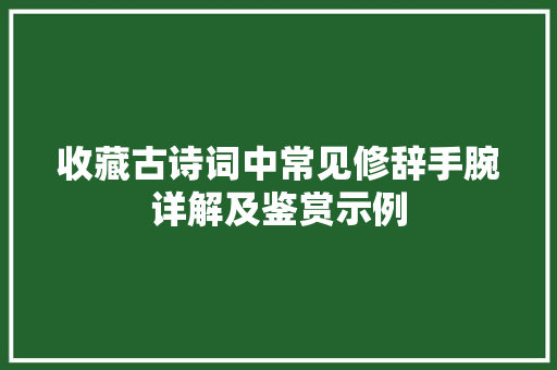 收藏古诗词中常见修辞手腕详解及鉴赏示例