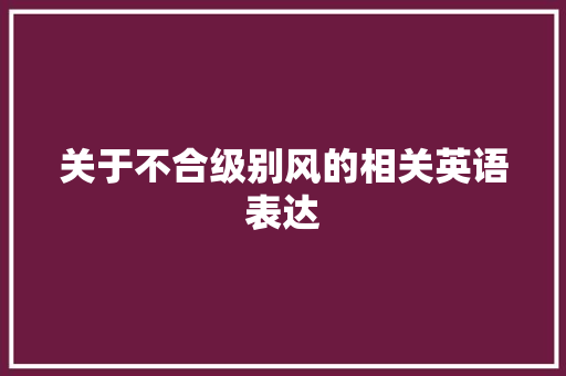 关于不合级别风的相关英语表达