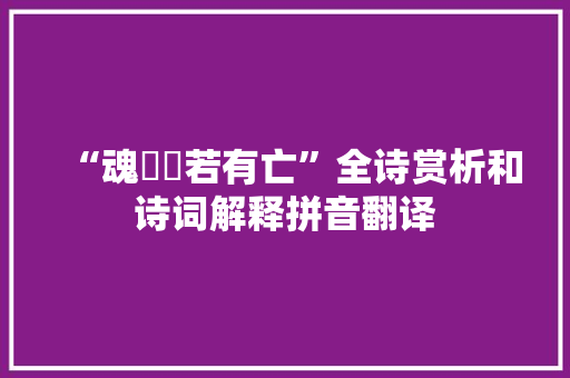 “魂迋迋若有亡”全诗赏析和诗词解释拼音翻译
