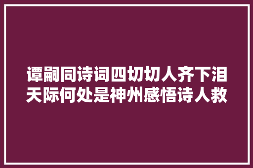 谭嗣同诗词四切切人齐下泪天际何处是神州感悟诗人救国豪情