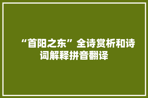 “首阳之东”全诗赏析和诗词解释拼音翻译